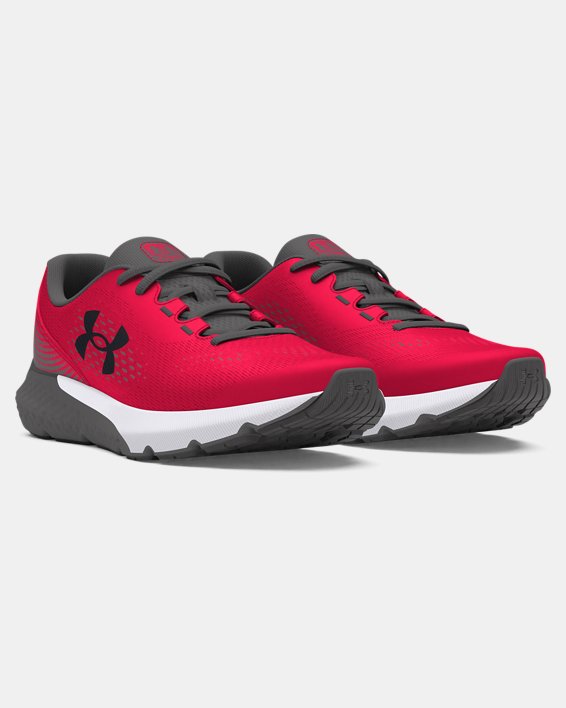 Boys' Grade School UA Rogue 4 Running Shoes in Red image number 3